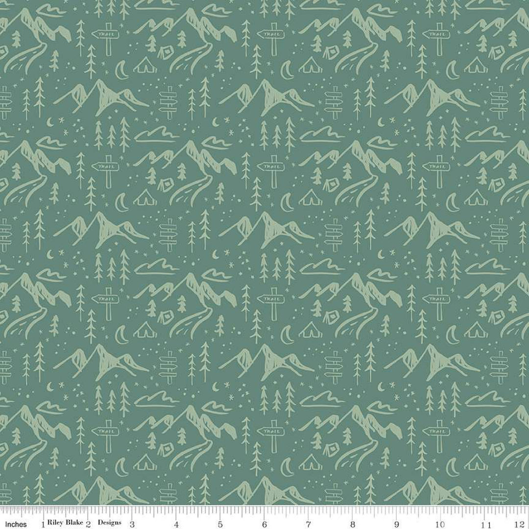 PREORDER - Albion - Mountains in Green - Amy Smart - C14592-GREEN - Half Yard