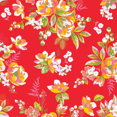 PREORDER - Picnic Florals Main in Red - C14610R-RED - Half Yard