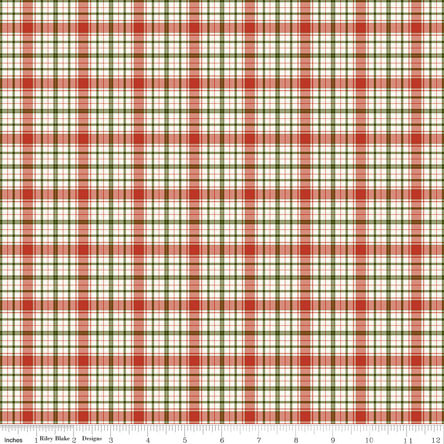 Cotton quilting fabric pattern called 'Plaid in Multi'. Part of the 'Christmas is in Town' fabric collection. Designed by Sandy Gervais for fabric company Riley Blake. SKU: C14746-MULTI. 44-45 inch width.