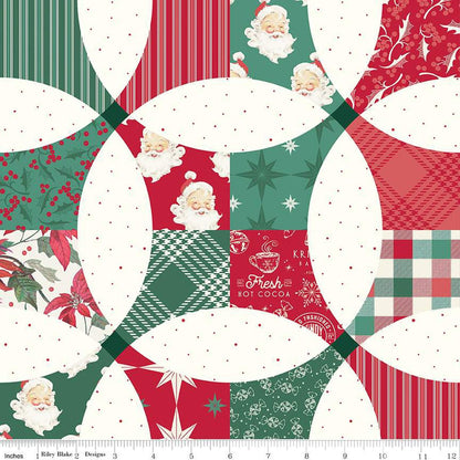 Cotton quilting fabric pattern called 'Christmas Petals Cheater Print'. Part of the 'Merry Little Christmas' fabric collection. Designed by Sandy Gervais for fabric company Riley Blake. SKU: C14849-MULTI . 44-45 inch width.