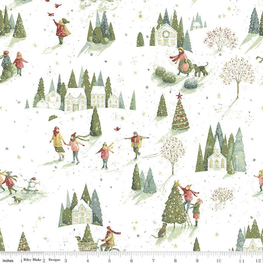 PREORDER - Magical Winterland - Winter Scene in Snow - Lisa Audit - C14942-SNOW - Half Yard