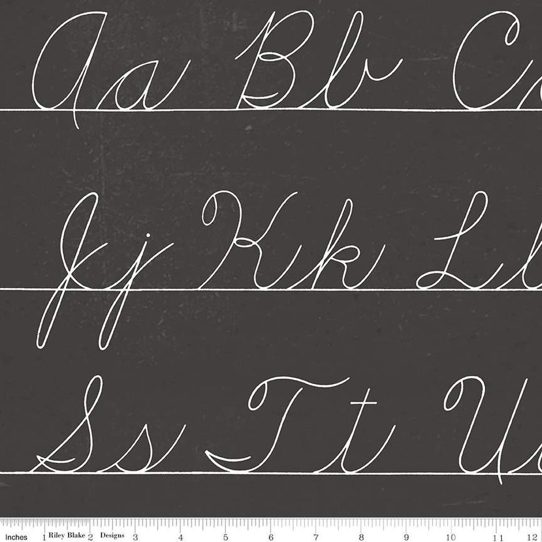 PREORDER - Old School - Penmanship in Charcoal - Janet Wecker-Frisch - C14964-CHARCOAL - Half Yard