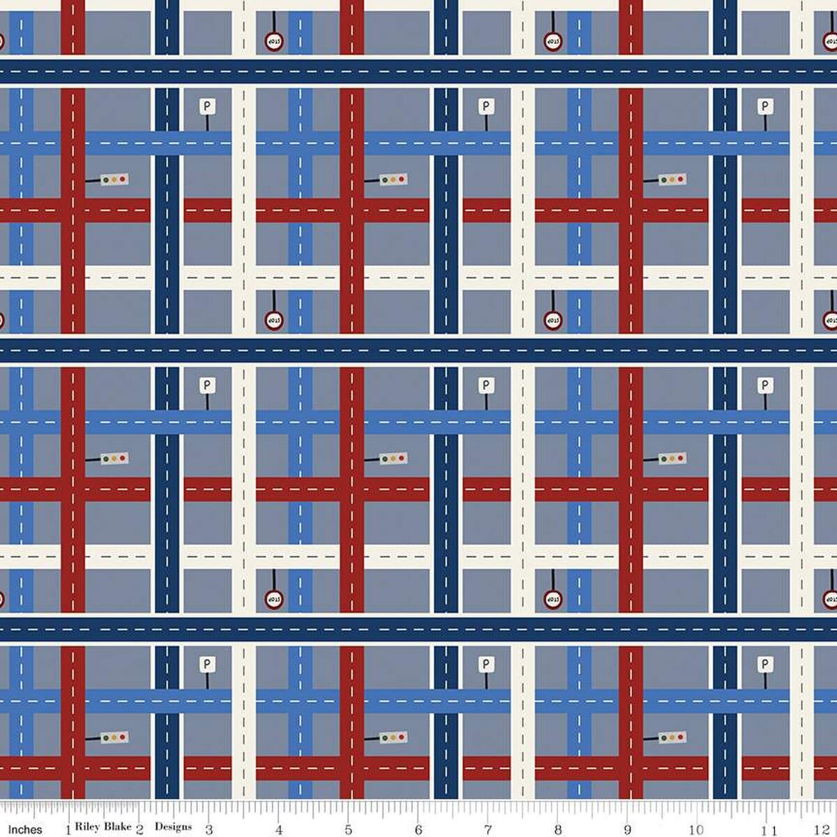 A closeup shot of the quilting fabric pattern called Crossroads Plaid, designed by Jennifer Long for Riley Blake, in the smoke colorway. The SKU is C15461-SMOKE.