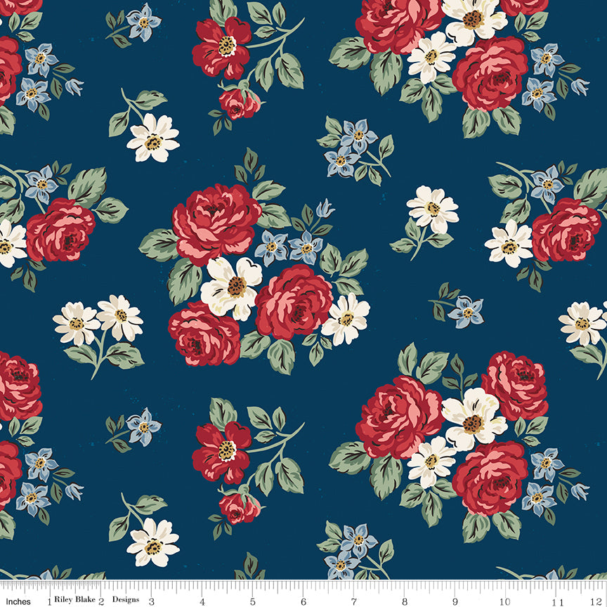 Floral in Oxford quilting fabric, part of the Independence fabric collection by The RBD Designers (SKU: C17331-OXFORD)