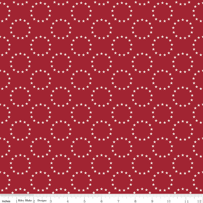 13 Colonies in Cherry Tart quilting fabric, part of the Independence fabric collection by The RBD Designers (SKU: C17336-CHERRYTART)