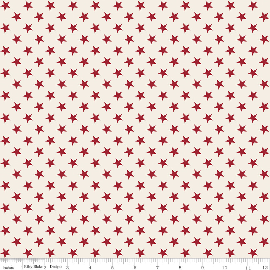 Stars in Cream quilting fabric, part of the Independence fabric collection by The RBD Designers (SKU: C17337-CREAM)