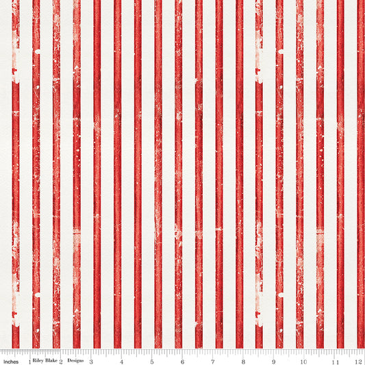 Faded Stripes Red quilting fabric, part of the Sew America fabric collection by J. Wecker Frisch (SKU: C17349-RED)