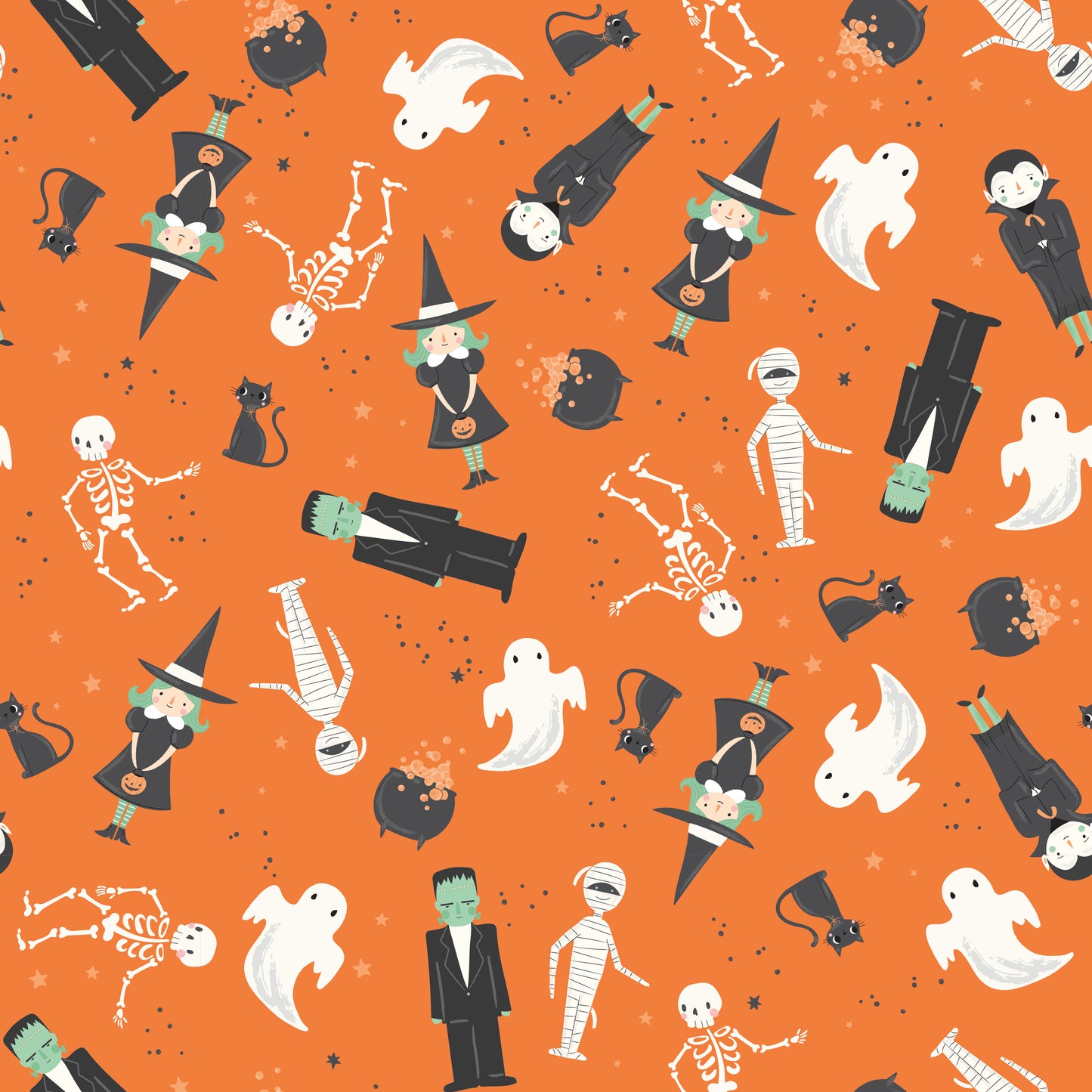 Frank and Friends - Main in Orange - My Mind's Eye - C17470-ORANGE - Half Yard