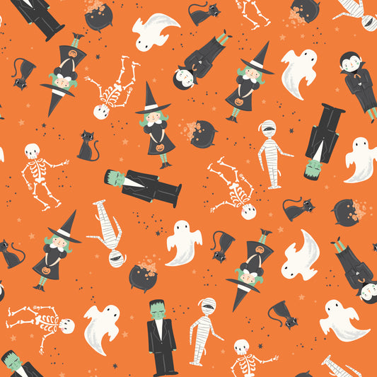 Frank and Friends - Main in Orange - My Mind's Eye - C17470-ORANGE - Half Yard