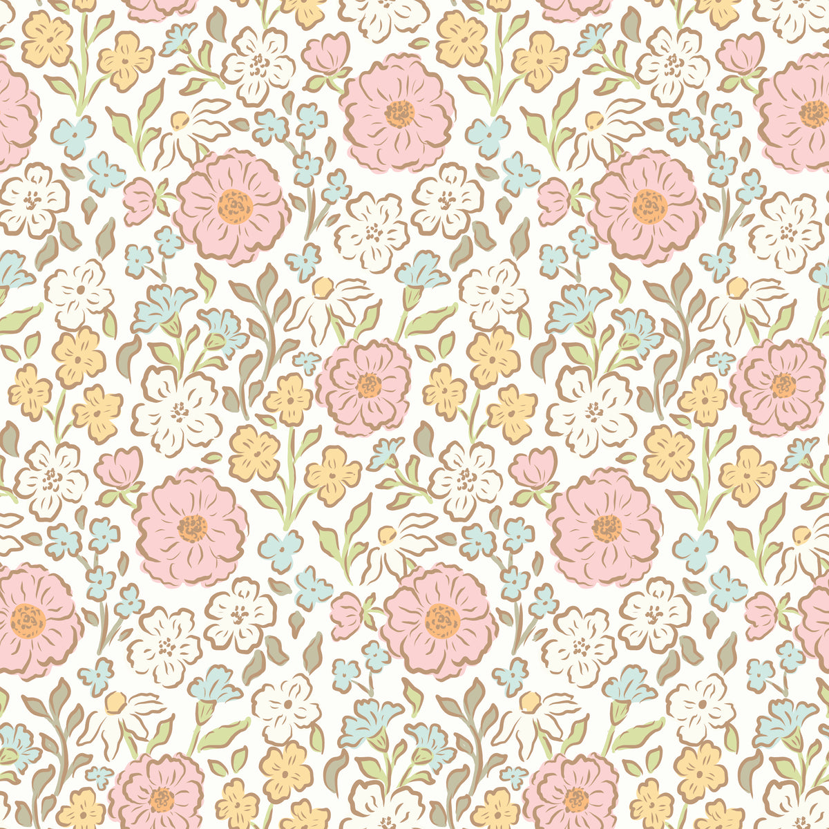 Little Posies in Cloud quilting cotton, part of the Little Posies fabric collection by Cayla Naylor (SKU: C18320-CLOUD)