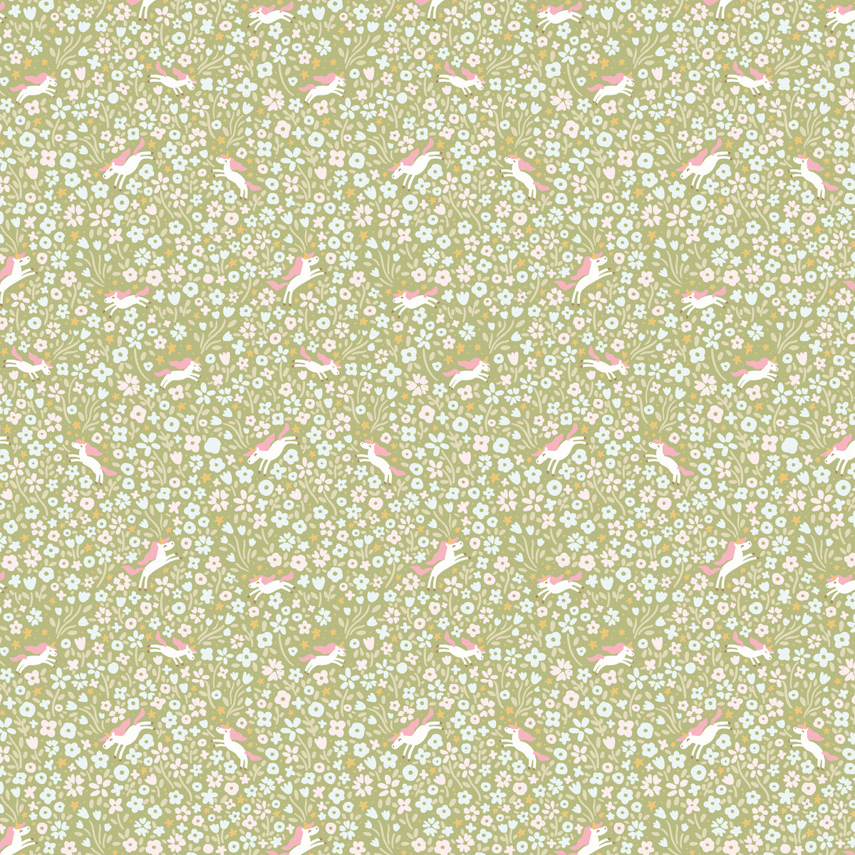 Little Posies - Unicorns Green - C18325-GREEN - Half Yard