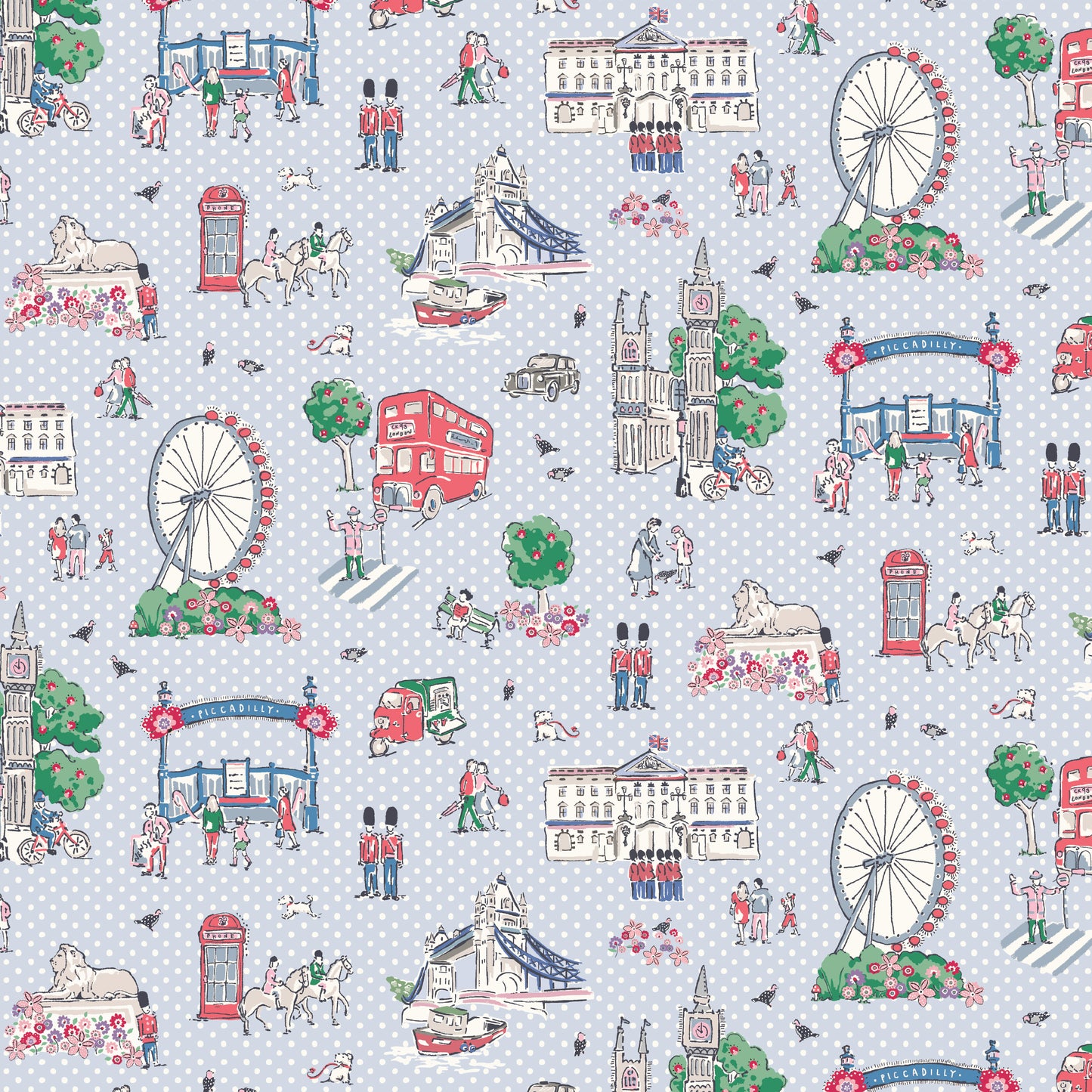From London, With Love - Main Light Blue  - Cath Kidston - C18990-LTBLUE - Half Yard (Preorder)