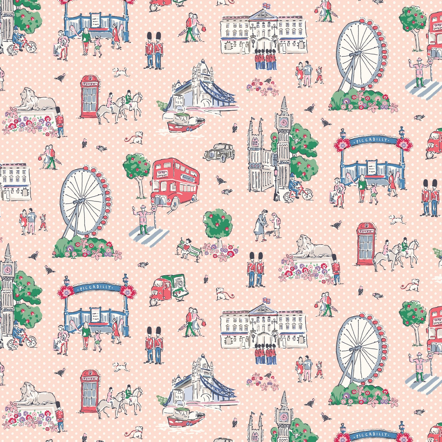 From London, With Love - Main Peach  - Cath Kidston - C18990-PEACH - Half Yard (Preorder)