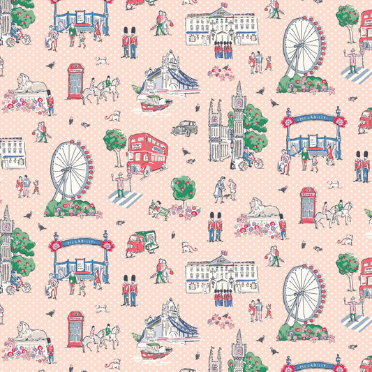 From London, With Love - Main Peach  - Cath Kidston - C18990-PEACH - Half Yard (Preorder)