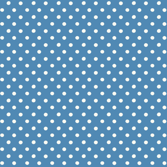 From London, With Love - Button Dots Blue  - Cath Kidston - C18994-BLUE - Half Yard (Preorder)