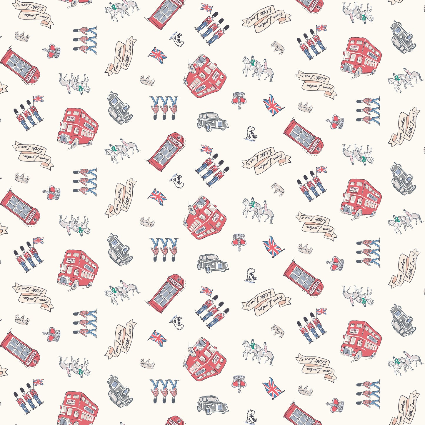 From London, With Love - Icons Cream  - Cath Kidston - C18995-CREAM - Half Yard (Preorder)