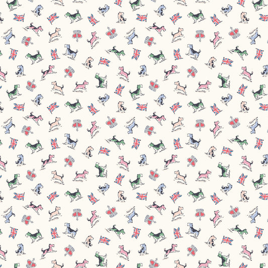 From London, With Love - Little Dogs Cream  - Cath Kidston - C18996-CREAM - Half Yard (Preorder)