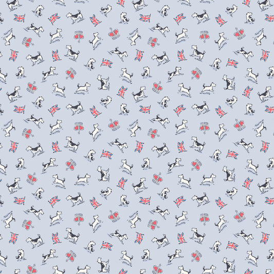 From London, With Love - Little Dogs Light Blue  - Cath Kidston - C18996-LTBLUE - Half Yard (Preorder)