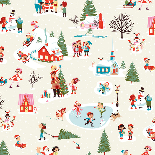Christmas Cheer - Main in Cream - Shawn Wallace - C19060-CREAM - Half Yard (Preorder)