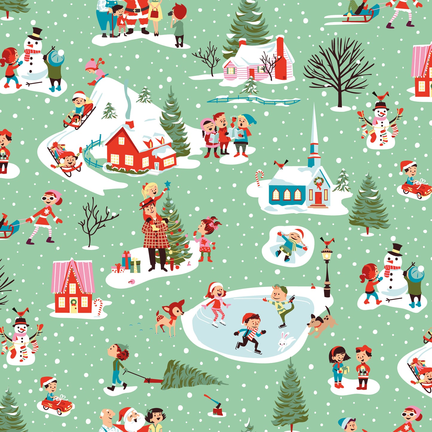 Christmas Cheer - Main in Green - Shawn Wallace - C19060-GREEN - Half Yard (Preorder)
