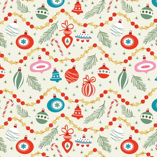 Christmas Cheer - Oh Christmas Tree in Cream - Shawn Wallace - C19063-CREAM - Half Yard (Preorder)