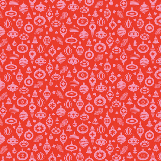 Christmas Cheer - Festive Baubles in Red - Shawn Wallace - C19064-RED - Half Yard (Preorder)