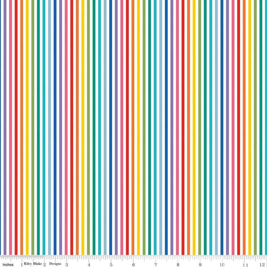 Stripes - 1/8" Stripe in Rainbow - The RBD Designers - C495-RAINBOW - Half Yard