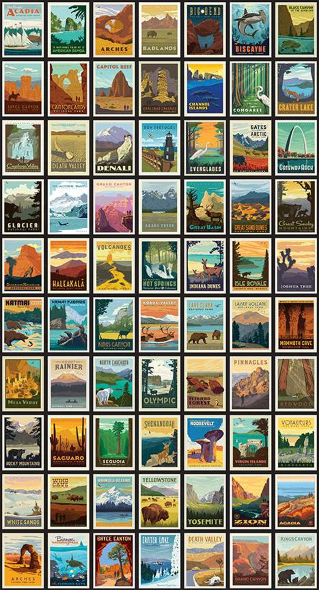 National Parks - Posters in Black - Anderson Design Group - C8780-BLACK - Half Yard