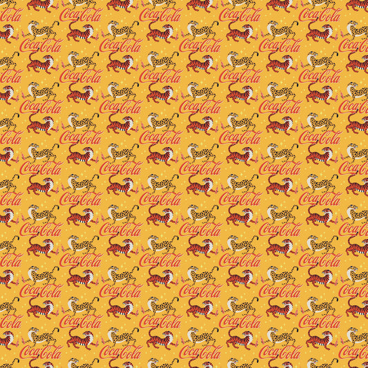 Tigers quilting fabric, part of the Coca-Cola Tropical Escape fabric collection by Northcott (SKU: CC1044-52)