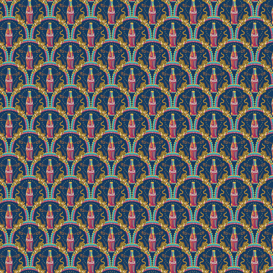 Scallop quilting fabric, part of the Coca-Cola Tropical Escape fabric collection by Northcott (SKU: CC1045-48)