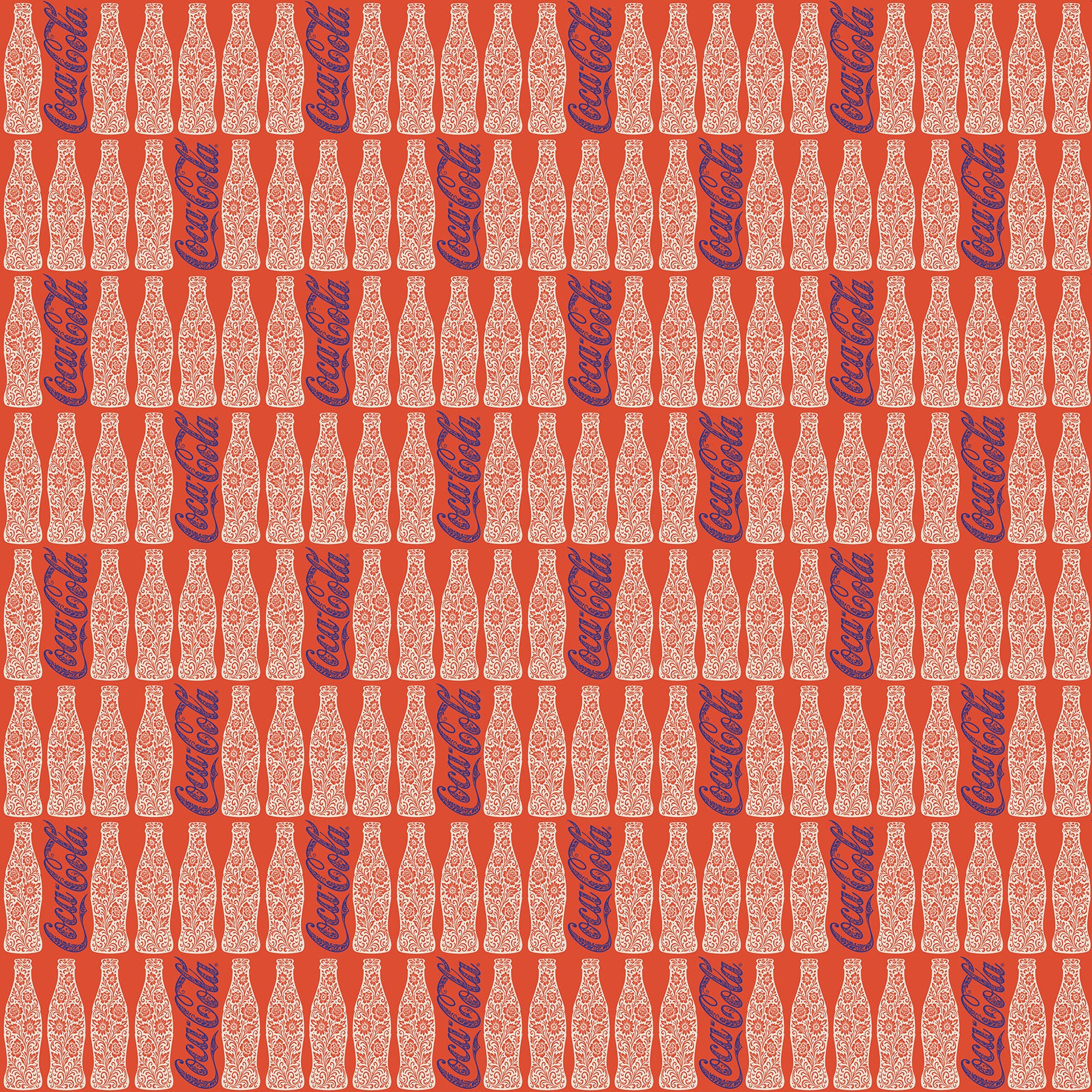 Floral Coca-Cola quilting fabric, part of the Coca-Cola Tropical Escape fabric collection by Northcott (SKU: CC1047-24)