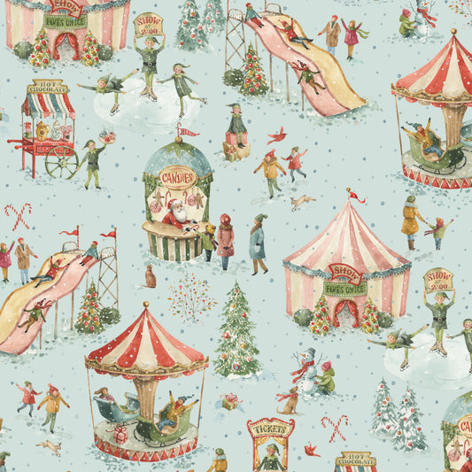 Santa's Fair - Main in Blue - Lisa Audit - CD19200-BLUE - Half Yard (Preorder)