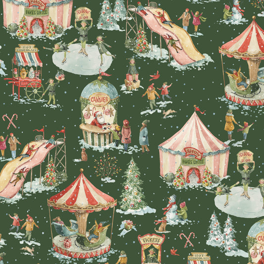 Santa's Fair - Main in Green - Lisa Audit - CD19200-GREEN - Half Yard (Preorder)