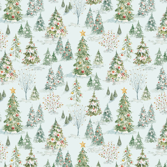 Santa's Fair - Forest in Blue - Lisa Audit - CD19201-BLUE - Half Yard (Preorder)