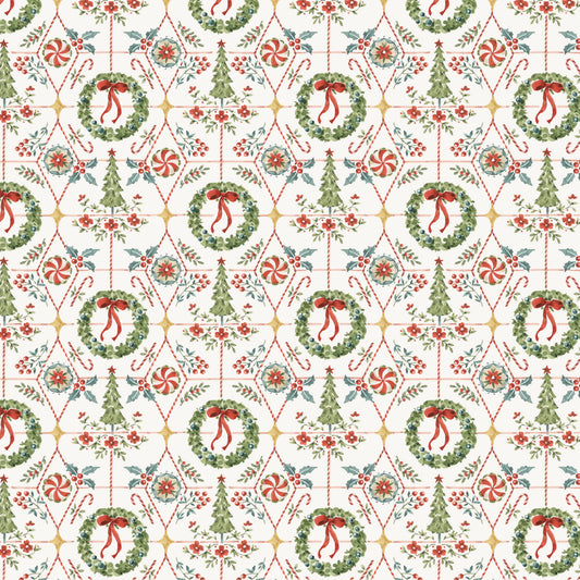 Santa's Fair - Wreaths and Trees in Cloud - Lisa Audit - CD19202-CLOUD - Half Yard (Preorder)
