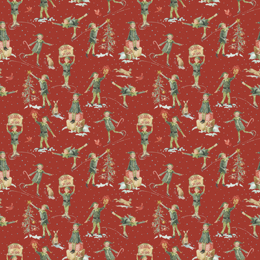 Santa's Fair - Elves in Red - Lisa Audit - CD19203-RED - Half Yard (Preorder)