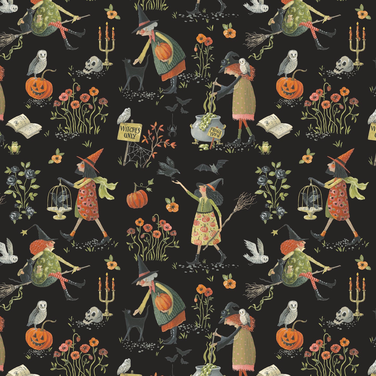 Witchy Vibes - Hedgewitch in Raven - Lisa Audit - CD19270-RAVEN - Half Yard (Preorder)