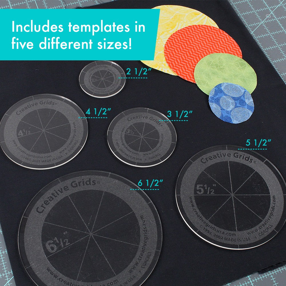 Creative Grids Quilt Ruler Circles (5 Discs with Grips) Quilt Ruler - CGRCRCL