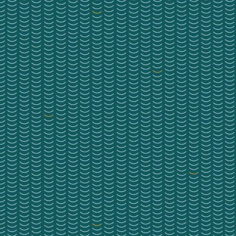 Cotton quilting fabric pattern called 'Ripple in Bayou'. Part of the 'Basics Vol. 1' fabric collection. Designed by Charley Harper for fabric company Birch Fabrics. SKU: CH-365-BAYOU. 44-45 inch width.