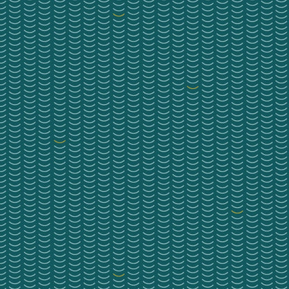 Cotton quilting fabric pattern called 'Ripple in Bayou'. Part of the 'Basics Vol. 1' fabric collection. Designed by Charley Harper for fabric company Birch Fabrics. SKU: CH-365-BAYOU. 44-45 inch width.