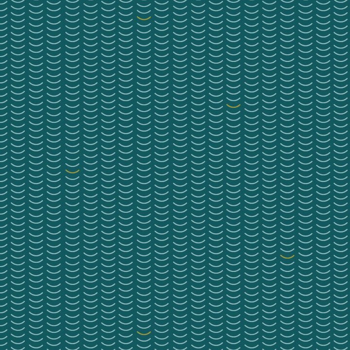 Cotton quilting fabric pattern called 'Ripple in Bayou'. Part of the 'Basics Vol. 1' fabric collection. Designed by Charley Harper for fabric company Birch Fabrics. SKU: CH-365-BAYOU. 44-45 inch width.