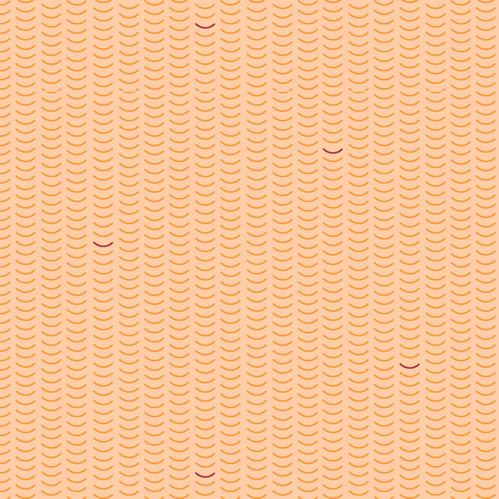 Cotton quilting fabric pattern called 'Ripple in Creamsicle'. Part of the 'Basics Vol. 1' fabric collection. Designed by Charley Harper for fabric company Birch Fabrics. SKU: CH-365-CREAMSICLE. 44-45 inch width.