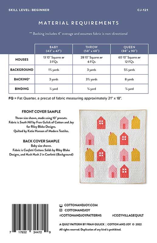 Cotton and Joy - Cozy Village - Paper Pattern - CJ 121