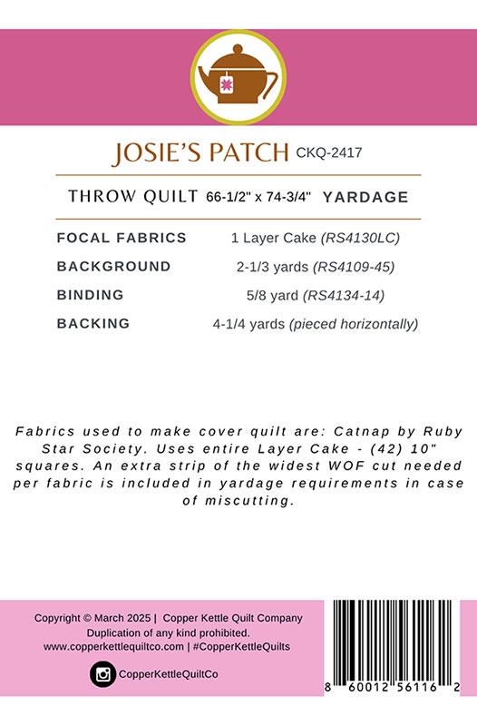 Josie's Patch Quilt Pattern - Sarah Sumbera - CKQ 2417 - Printed Pattern (Preorder)