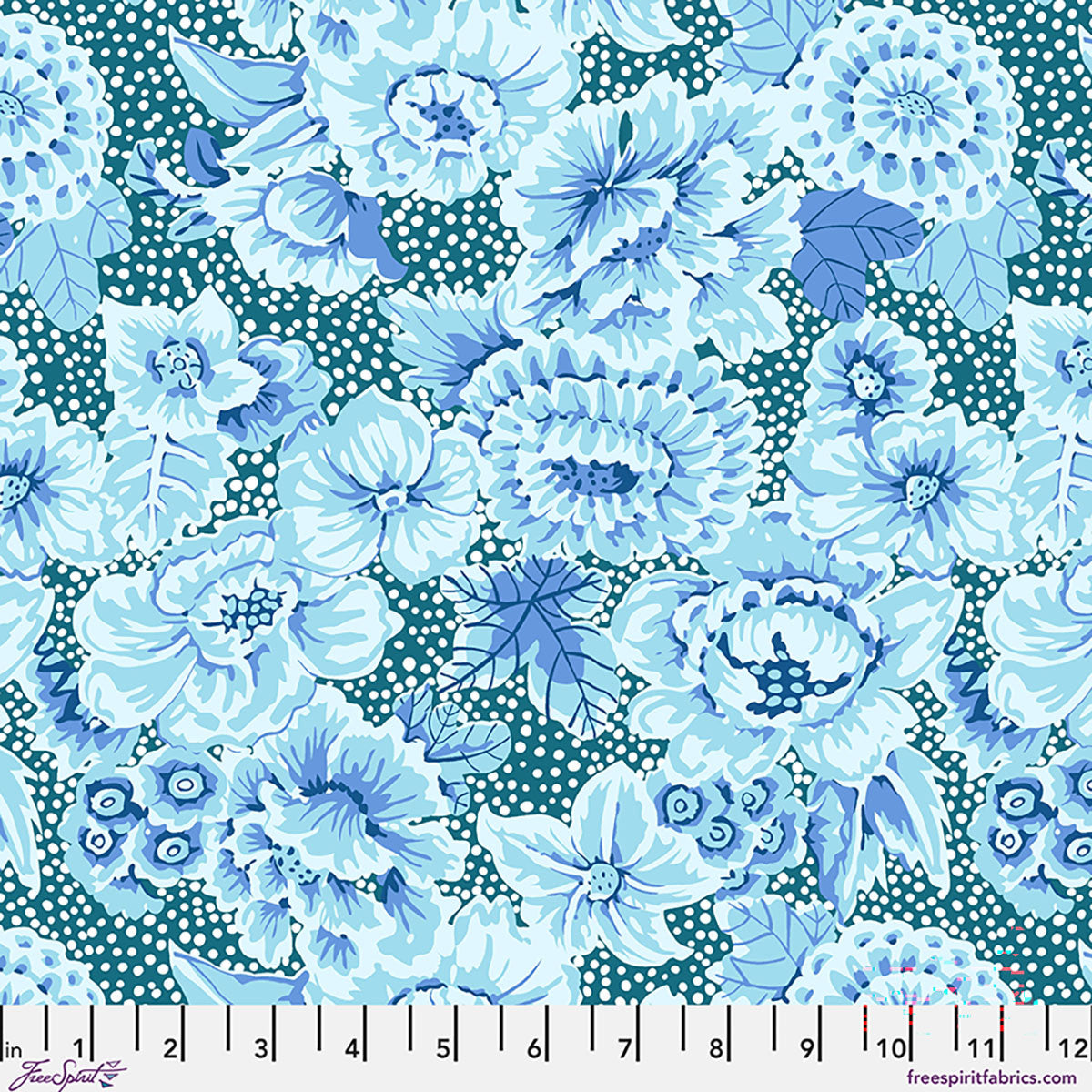 Floral with Dots in Blue - Kaffe Fassett Cotton Lawn Collection