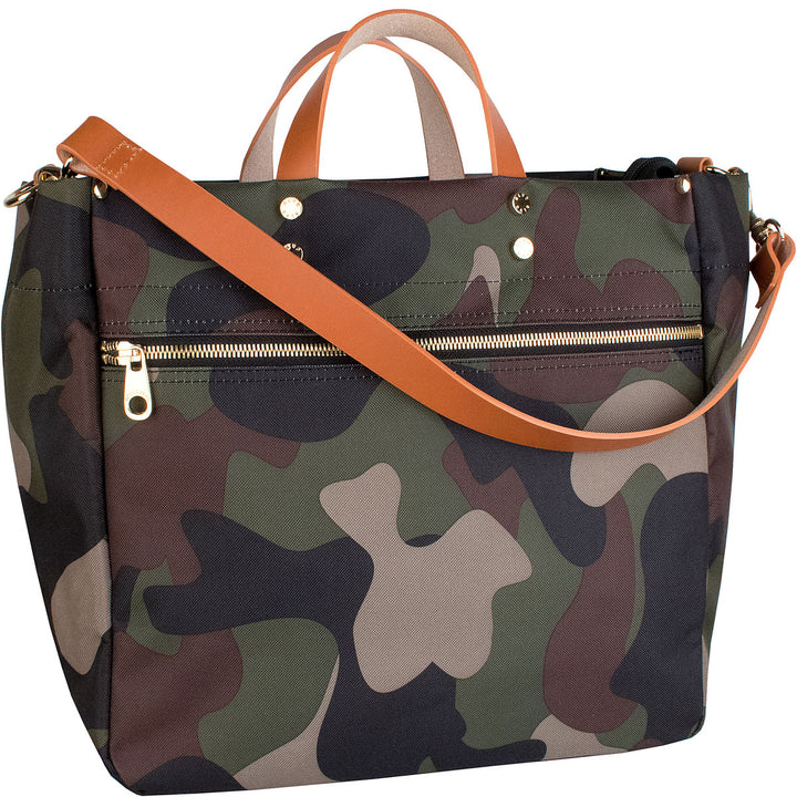 Codie - Camo Nylon Tote Bag with Leather Accents