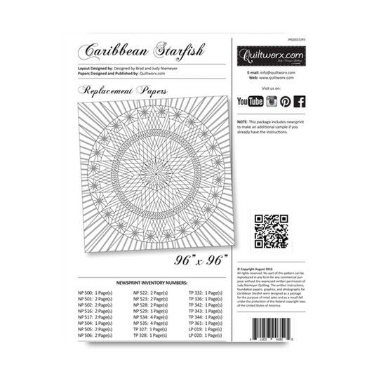 Caribbean Starfish Replacement Papers - Quiltworx - JNQ00222R3 - Printed Pattern
