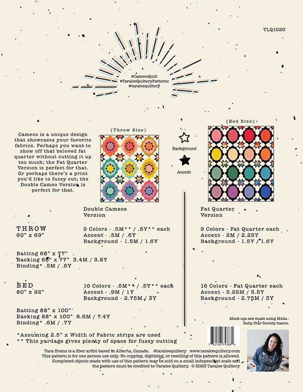 Cameos - Quilt Pattern - Taralee Quiltery - Paper Pattern