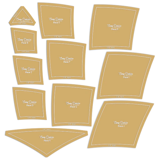 Camp Dahlia - Acrylic Templates 11 Piece Set - 3/8" Seam Allowance (Preorder)