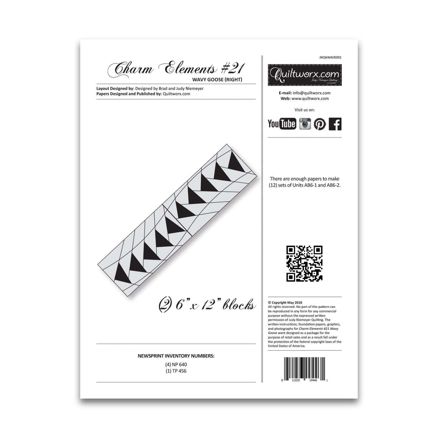 Charm Elements Pack #21 - Wavy Goose (Right) - Quiltworx  - JNQ6WAVE001